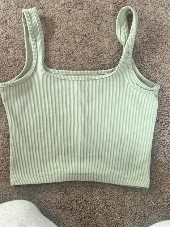 Hollister Ribbed Square Neck Crop Tank - Light Mint - Picture 1 of 2